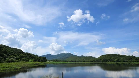 Time-Lapse of Reservoir and Clouds Sky Stock Footage 327066623