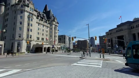 Time lapse Rideai street chateau laurier Government Conference Centre 4K Stock Footage