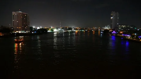 Time lapse of river and buildings in Bangkok Stock Footage 103411853