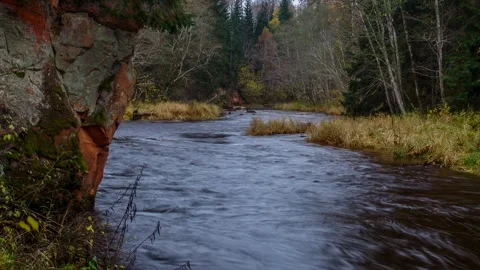 Time lapse river in autumn. Stock Footage 151005208