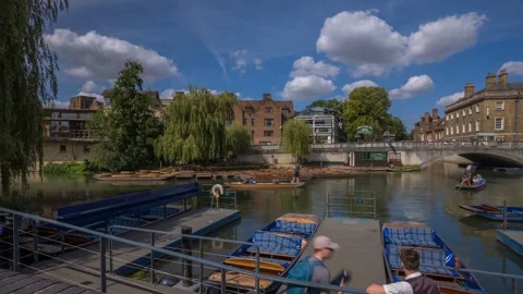 Time lapse of river Cam, Cambridge, Cambridgeshire, England, United Kingdom Stock Footage 283676664