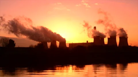 Time lapse river ouse by drax power station at sunset uk Stock Footage 244240861