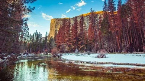 Time Lapse - River Running over Yosemite Video stock 77630437