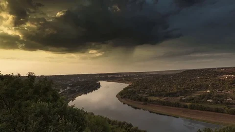Time-lapse at the river at sunset Stock Footage 76472257