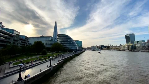 Time-lapse of River Thames promenade in London, UK Stock Footage 142457355