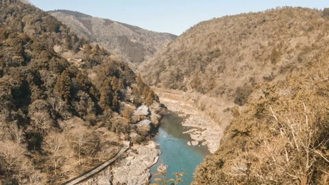 Time lapse of river through beautiful autumn mountain Stock Footage 140380080