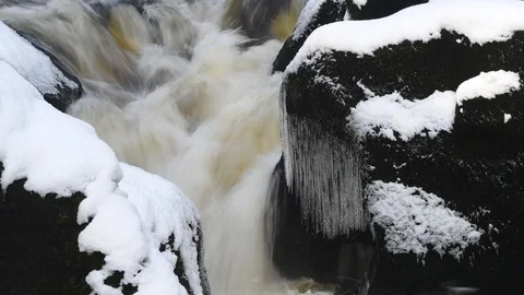 Time lapse river wharfe flowing through the strid wharfedale united kingdom Stock Footage 88987782