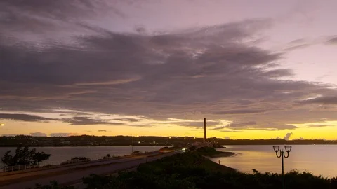 Time lapse. Road and ocean at sunset. Stock Footage 100846926