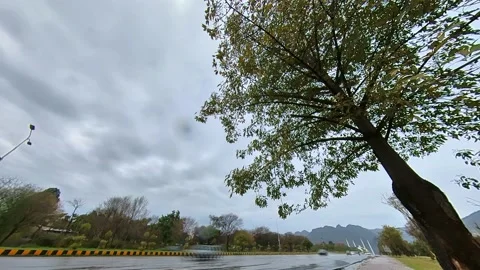 Time-lapse of a road in a rainy day with a tree in a side Stock Footage 172433828