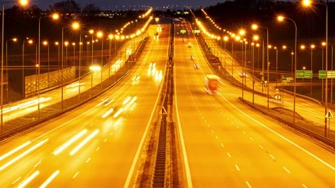 Time lapse of road traffic on expressway in Europe Stock Footage 242777113