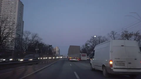 Time Lapse road view from driving car in early morning. Traveling by car, traffi Stock-Footage 148446755