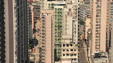 Time Lapse of Roads between Tall Buildings - Hong Kong China Stock Footage 42682976
