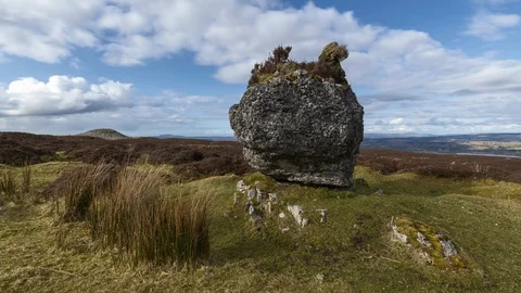 Time Lapse Rock Boulder, Carrowkeel Passage Tombs, county Sligo, Ireland Stock Footage 89030453