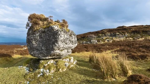 Time Lapse of Rock Boulder at Carrowkeel Passage Tombs in Ireland Stock Footage 91900983