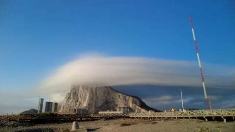Time-lapse of the Rock of Gibraltar on a cloudy day Stock Footage 336476672
