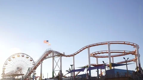 Time-Lapse of Roller Coaster on Santa Monica Pier Stock Footage 71892663