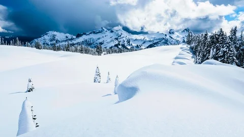 Time lapse of Rolling Clouds on Mazama Ridge in Mt. Rainier National Park Stock Footage 99268432