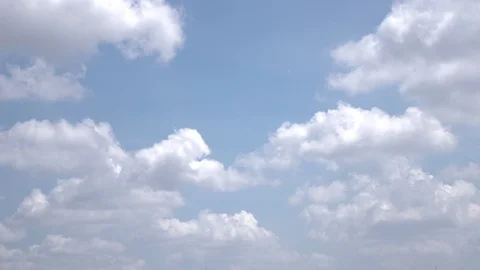 Time lapse of rolling puffy clouds in evening, Stock Footage 110823432