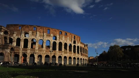 Time Lapse of Rome City Crowd of Tourists People Visit Colosseum Roman Landmark Stock-Footage 99140583