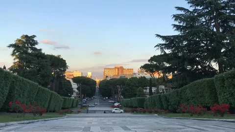 Time lapse, Rome district at sunset (EUR) Stock Footage 89914642