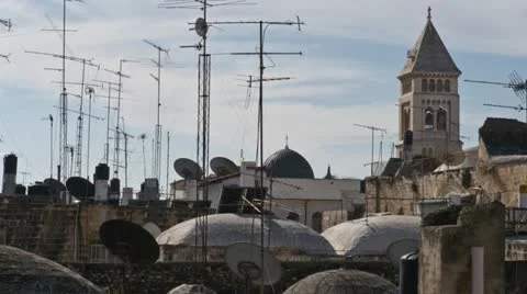 Time-lapse of the rooftops of the old city, Jerusalem. Stock Footage 21279390