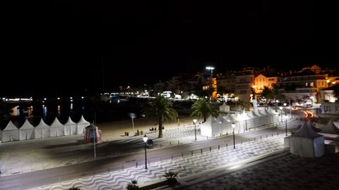 Time Lapse rotation 180 at night on a marina Stock Footage 90794859