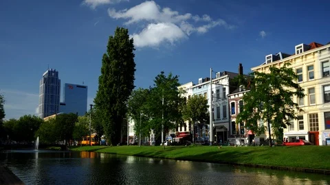Time Lapse of Rotterdam Tramway Passing on Track Urban Dutch Transportation Day Stock Footage 99666712