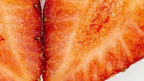 Time lapse of rotting crushed strawberries and the development of mold on a Stock Footage 155242535