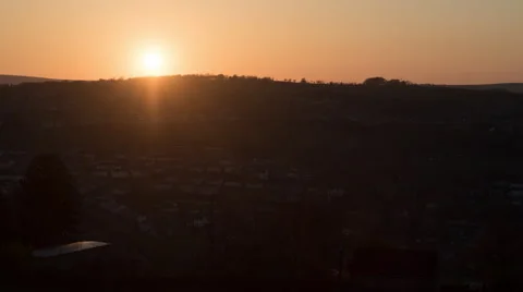 Time Lapse - Rural Sunset Behind Hilly Village 스톡 동영상 56120749
