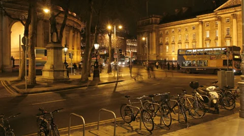 Time-lapse of rush hour in College Green, Dublin, Ireland Stock Footage 33576000