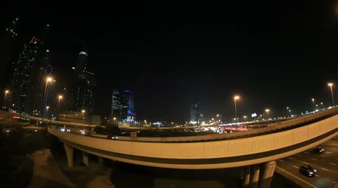 Time lapse Rush Hour on Sheikh Zayed Road at night Stock Footage 45752245