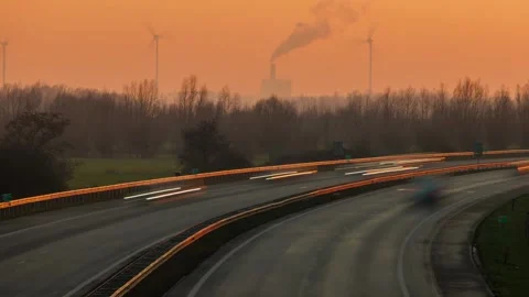 Time lapse of rush hour traffic on the Dutch A348 Stock Footage 307927374