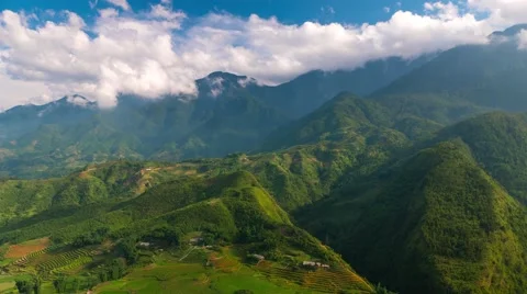 Time lapse of Sa Pa valley with rice terraces and mountains. 4K Stock Footage 53461658