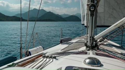Time-Lapse of Sailing Boat Goes Ahead. 4k Stock Footage 61498962