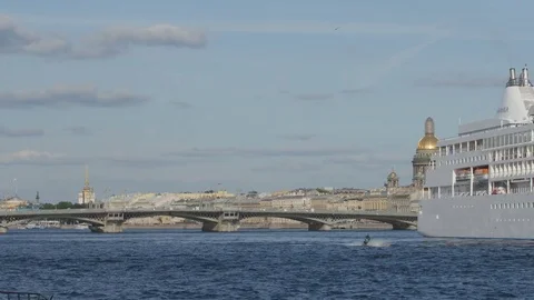 Time-lapse of sailing a sea passenger liner Stock Footage 80754624