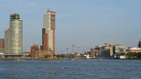 Time Lapse of a sailing ship leaving the port of Rotterdam - Netherlands Video stock 318883450