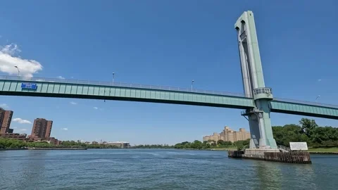 Time-lapse: Sailing Under the Wards Island Bridge on the East River Stock Footage 219162481