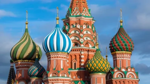 The time lapse of the Saint Basils (Resurrection) Cathedral tops in Moscow. Stock-Footage 65800750
