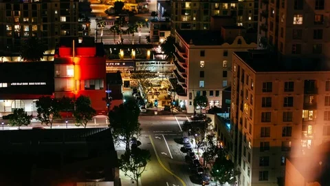 Time lapse of a San Diego Intersection with traffic at Night Stock Footage 85861775