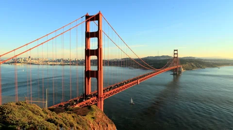 Time Lapse of San Fran between Golden Gate Bridge Sunset - Clip 1 Stock Footage 1405048