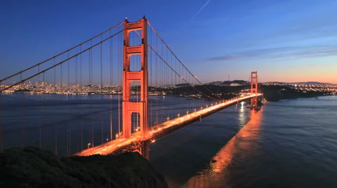 Time Lapse of San Fran between Golden Gate Bridge Sunset  Stock Footage