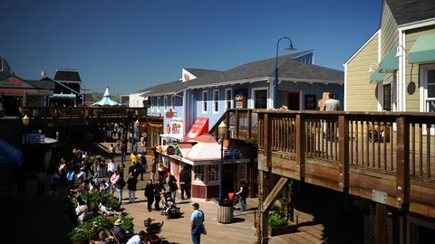 Time Lapse of San Francisco Crowd of Tourist People at Pier 39 Fun Entertainment Stock Footage 109304845