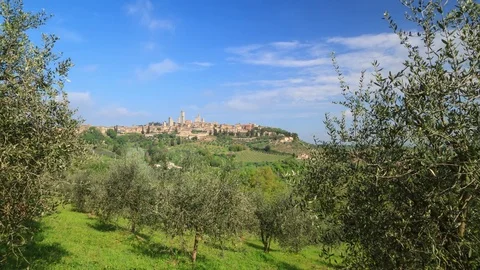 Time-lapse of San Gimignano, medieval village famous as the Town of Fine Towers Stock Footage 75463243