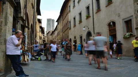 Time Lapse in San Gimignano, Siena, Italy. Stock Footage 80245454