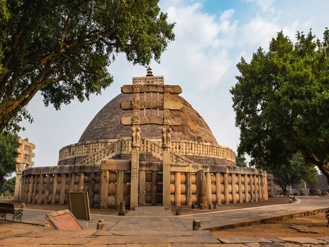 Time lapse Sanchi Stupa, Madhya Pradesh, India Stock Footage 83386116
