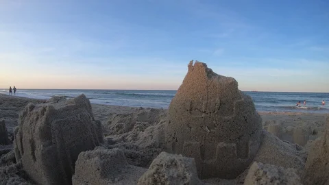Time Lapse of Sand Castle on Beach Stock Footage 114890264