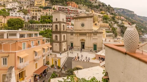 Time lapse of  Santa Maria Assunta Church, Positano, Campania, Italy, Europe Stock Footage 275832373