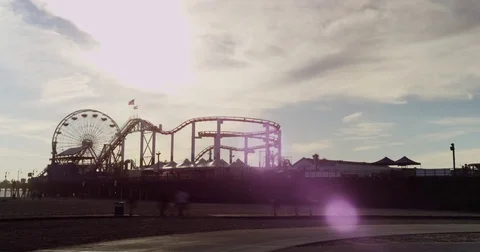 Time lapse of The Santa Monica Pier in Santa Monica, California. Stock Footage 73003568