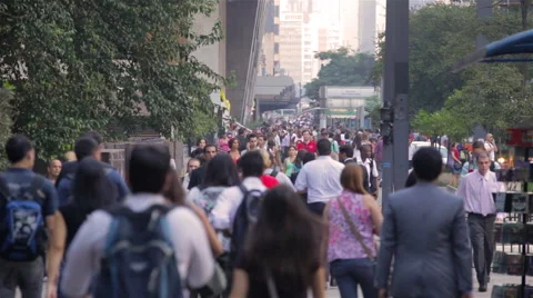 Time lapse of Sao Paolo Commuters on Avenida Paulista Stock Footage