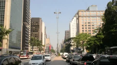 Time Lapse São Paulo: Av. Paulista - Angle 2 Stock Footage